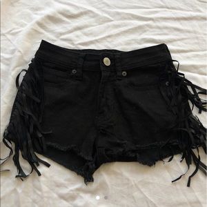 Kendall + Kylie Black Fringe Shorts